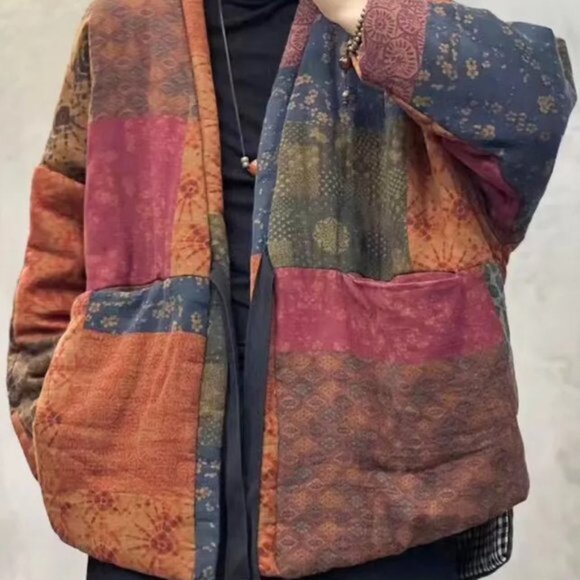 Unique Autumn/Winter 100% Cotton Quilted Jacket, M/L, multicolor - Picture 12 of 12